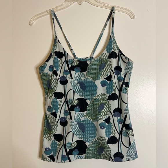 Patagonia Tops - Patagonia Blue Green Pattern Tank Top w/ Built in Bra